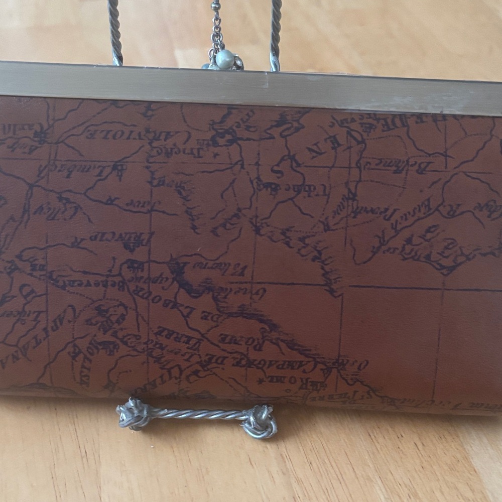Patricia Nash Brown Leather Map Briefcase - Picture 3 of 4